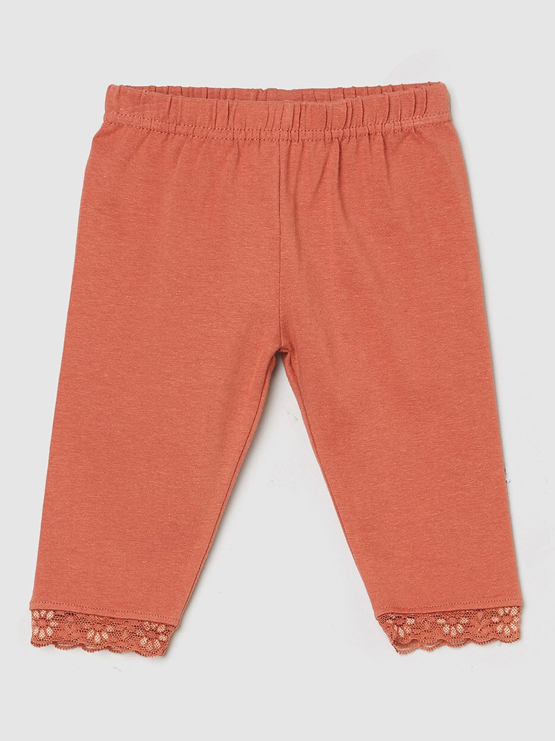 

max Infant Girls Coral-Red Solid Ankle-Length Leggings