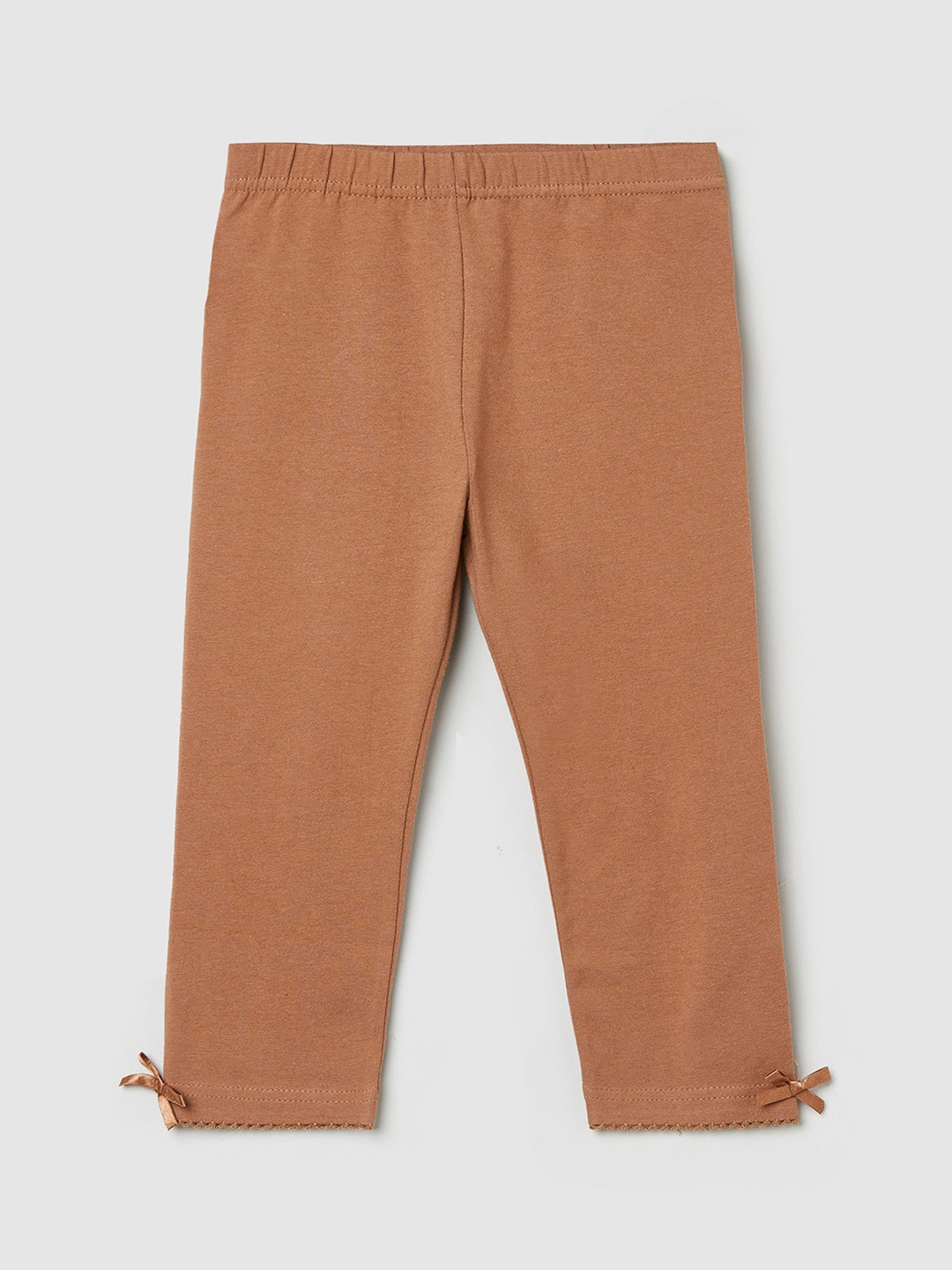 

max Girls Brown Solid Ankle-Length Leggings