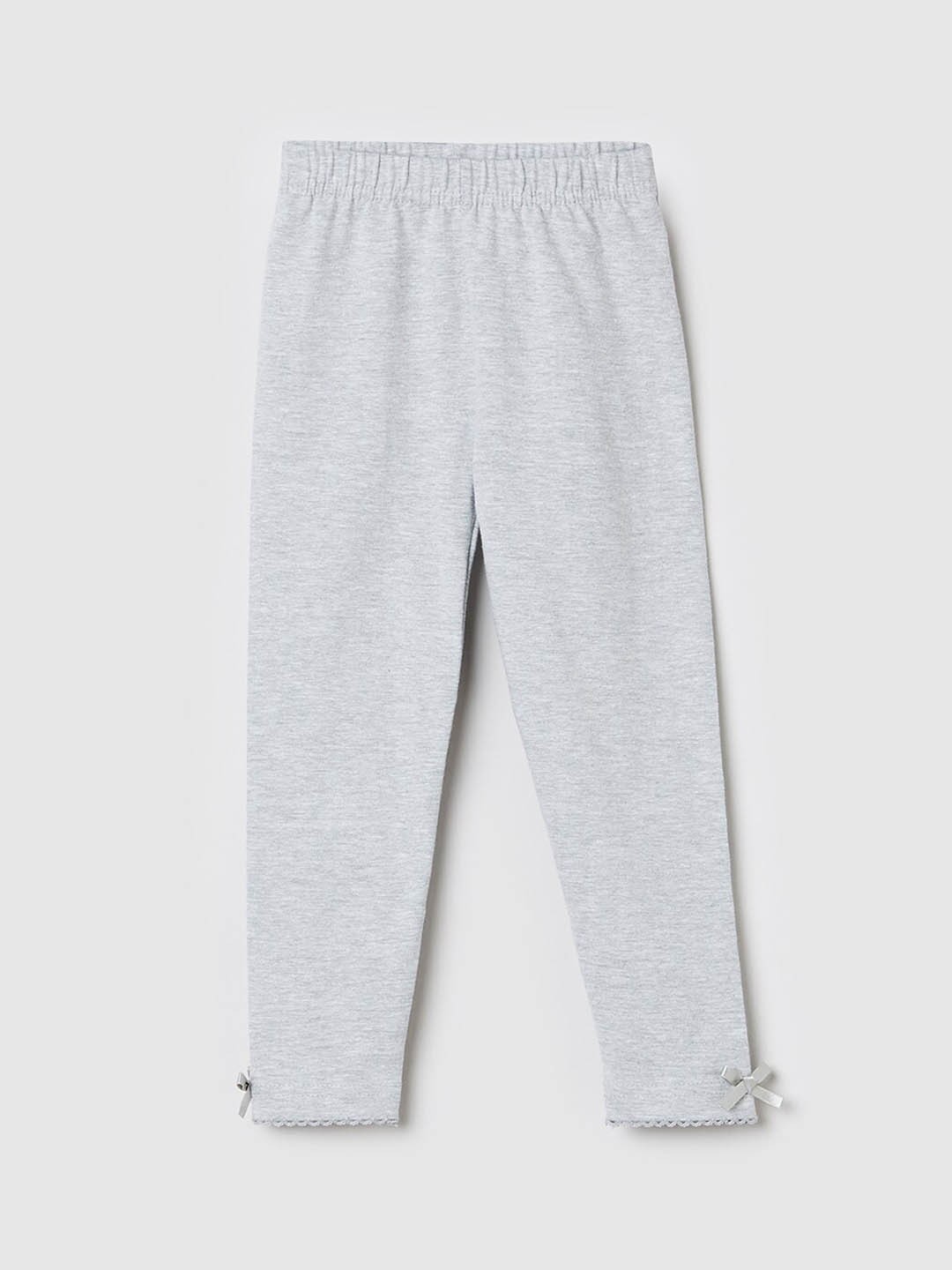 

max Girls Grey Solid Leggings
