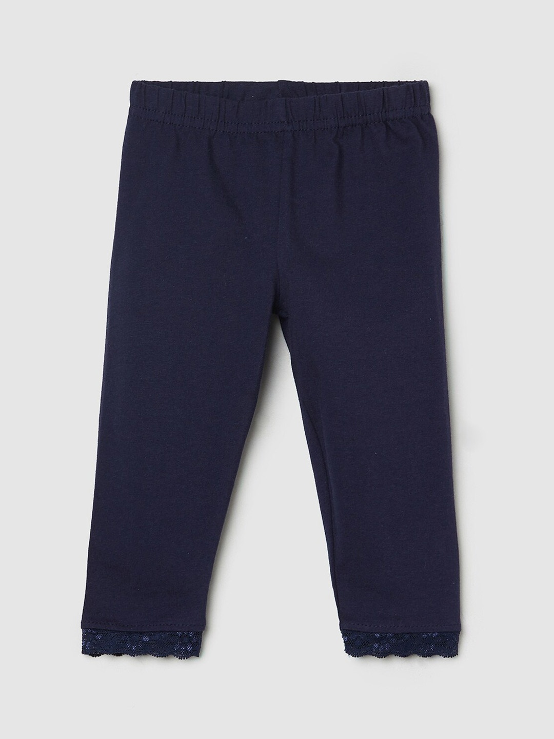 

max Infant Girls Navy-Blue Solid Ankle-Length Leggings