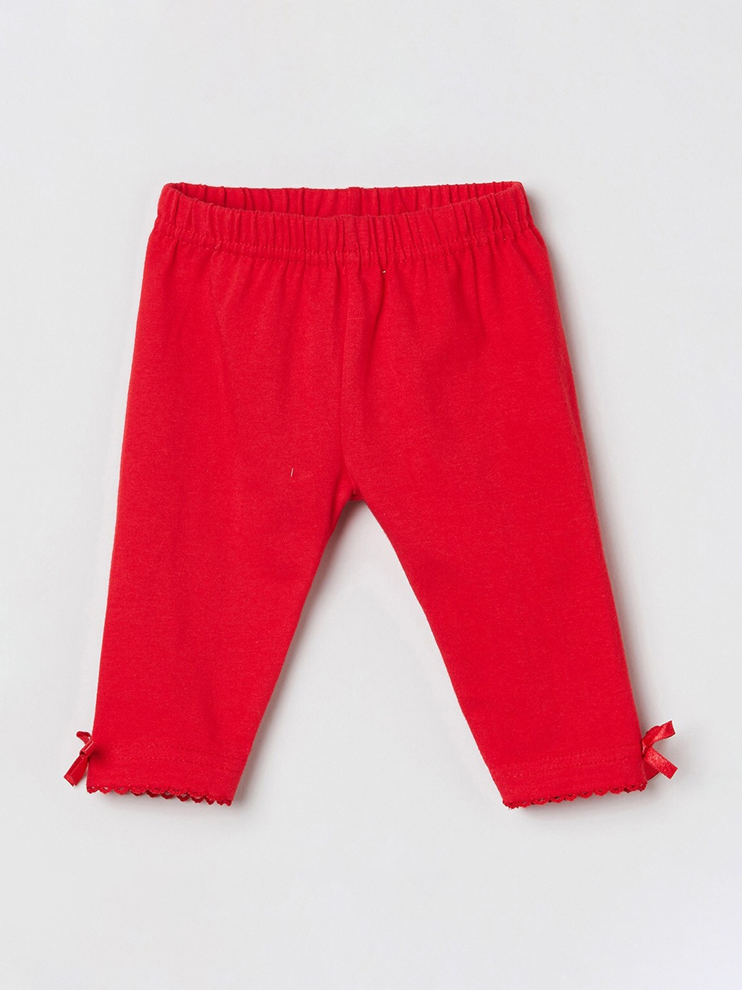 

max Infant Girls Red Solid Ankle-Length Leggings