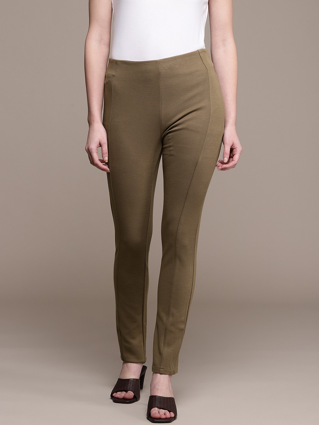 

Label Ritu Kumar Women Brown Solid Trousers