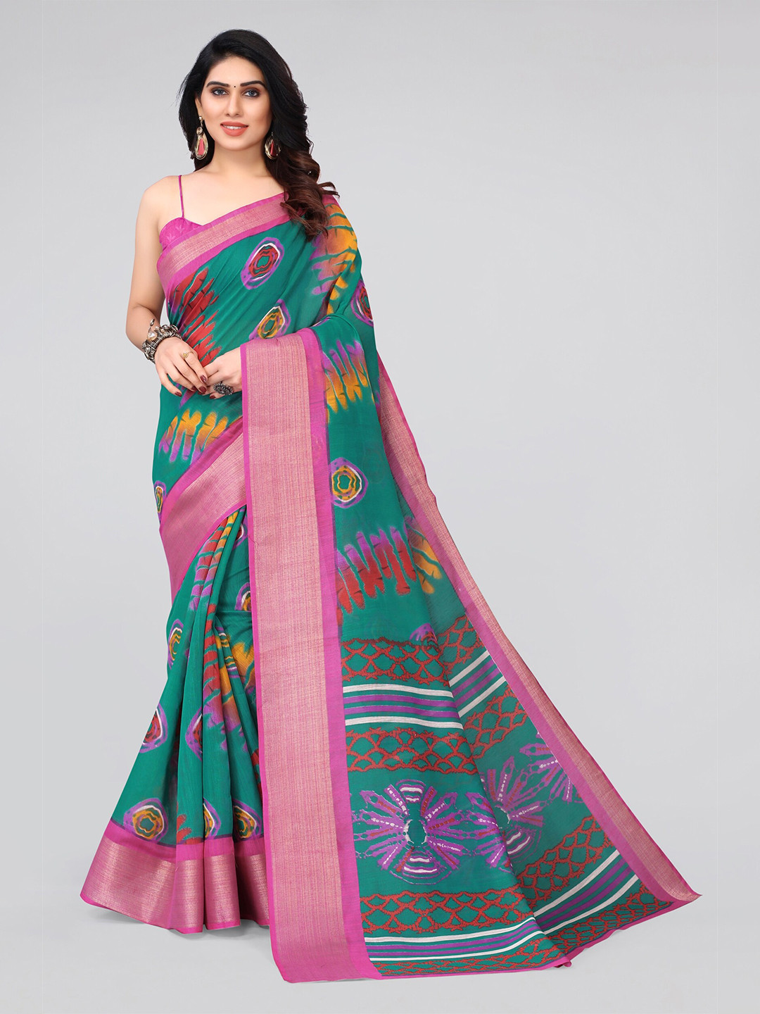 

KALINI Green & Pink Saree