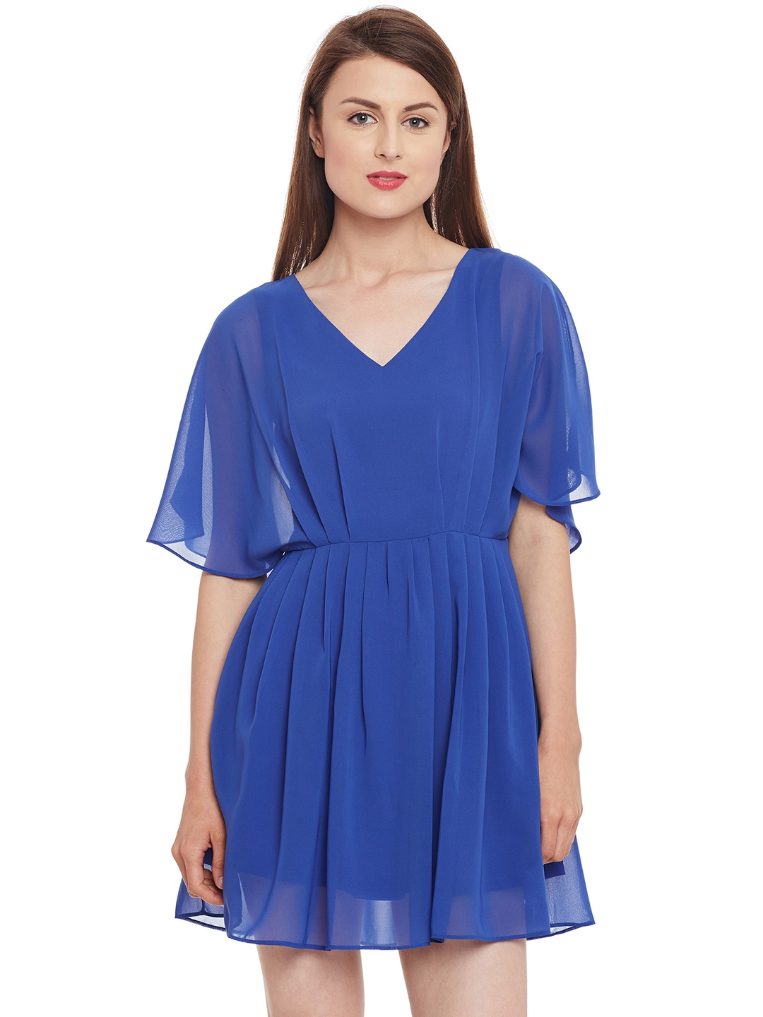 

Kazo Women Blue Solid Fit & Flare Dress