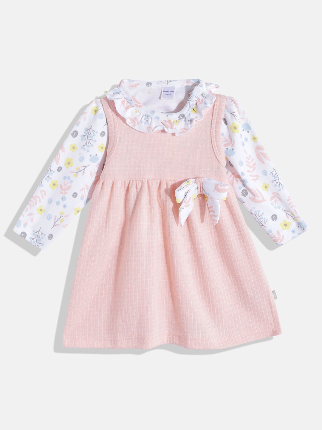 

Moms Love Infant Girls Pink & White Striped A-Line Dress With T-Shirt