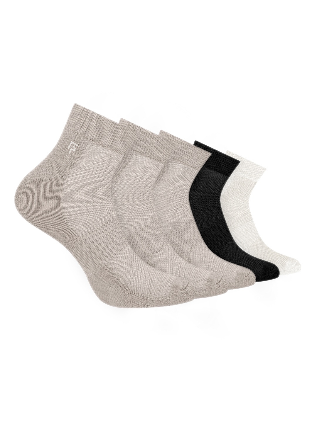 

FOOTPRINT 5 Pairs Unisex Anti Odour Organic Cotton Ankle-Length Terry Sports Bamboo Socks, Black