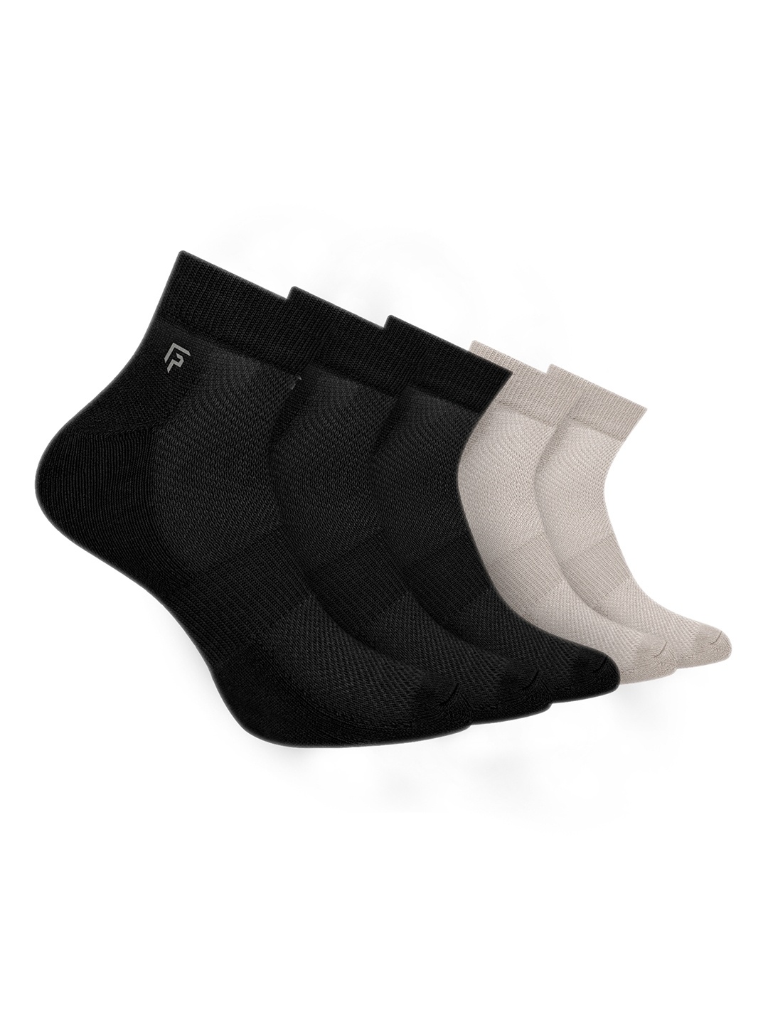 

FOOTPRINT 5 Pairs Unisex Anti Odour Organic Cotton Ankle-Length Terry Sports Bamboo Socks, Black