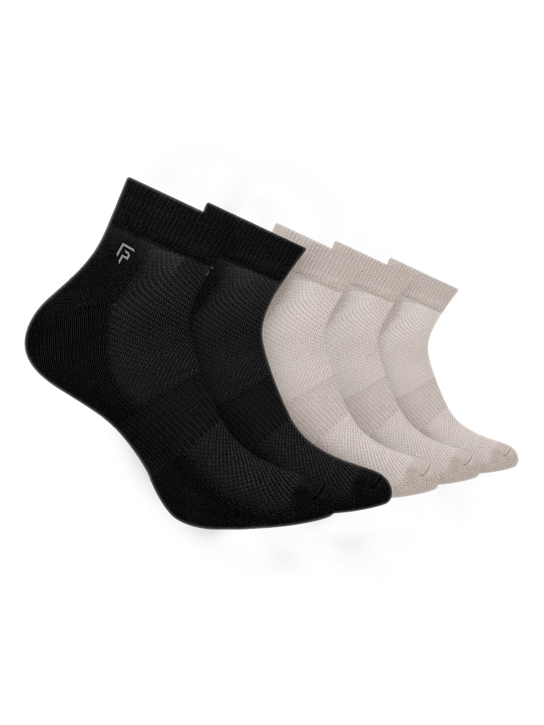 

FOOTPRINT 5 Pairs Unisex Anti Odour Organic Cotton Ankle-Length Terry Sports Bamboo Socks, Black