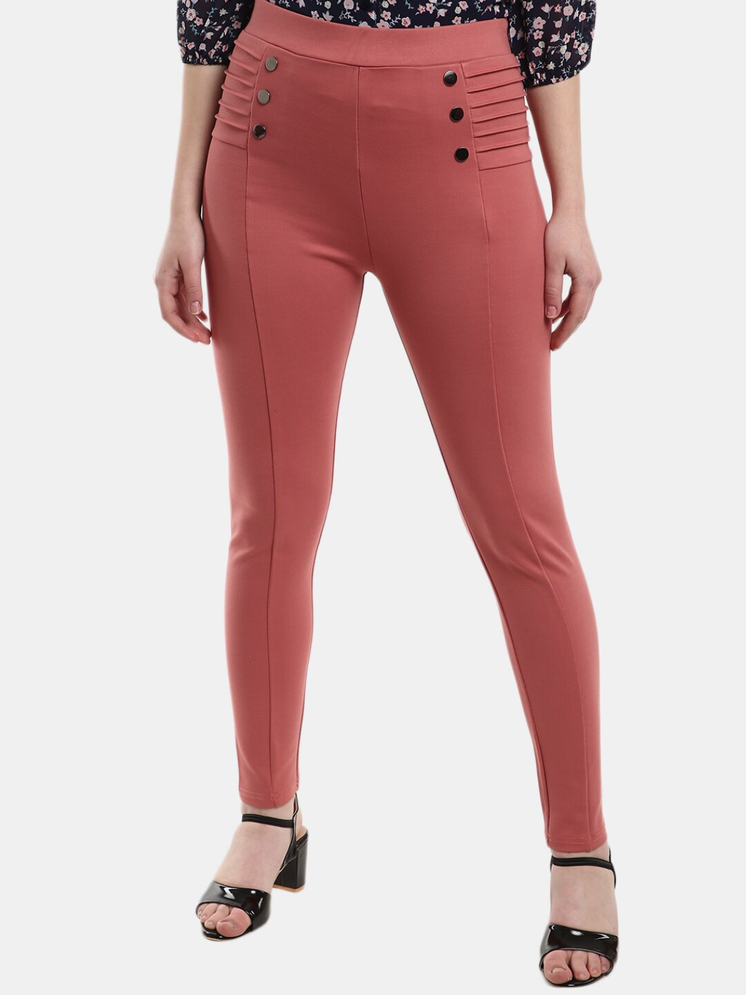 

V-Mart Women Pink Solid Jeggings