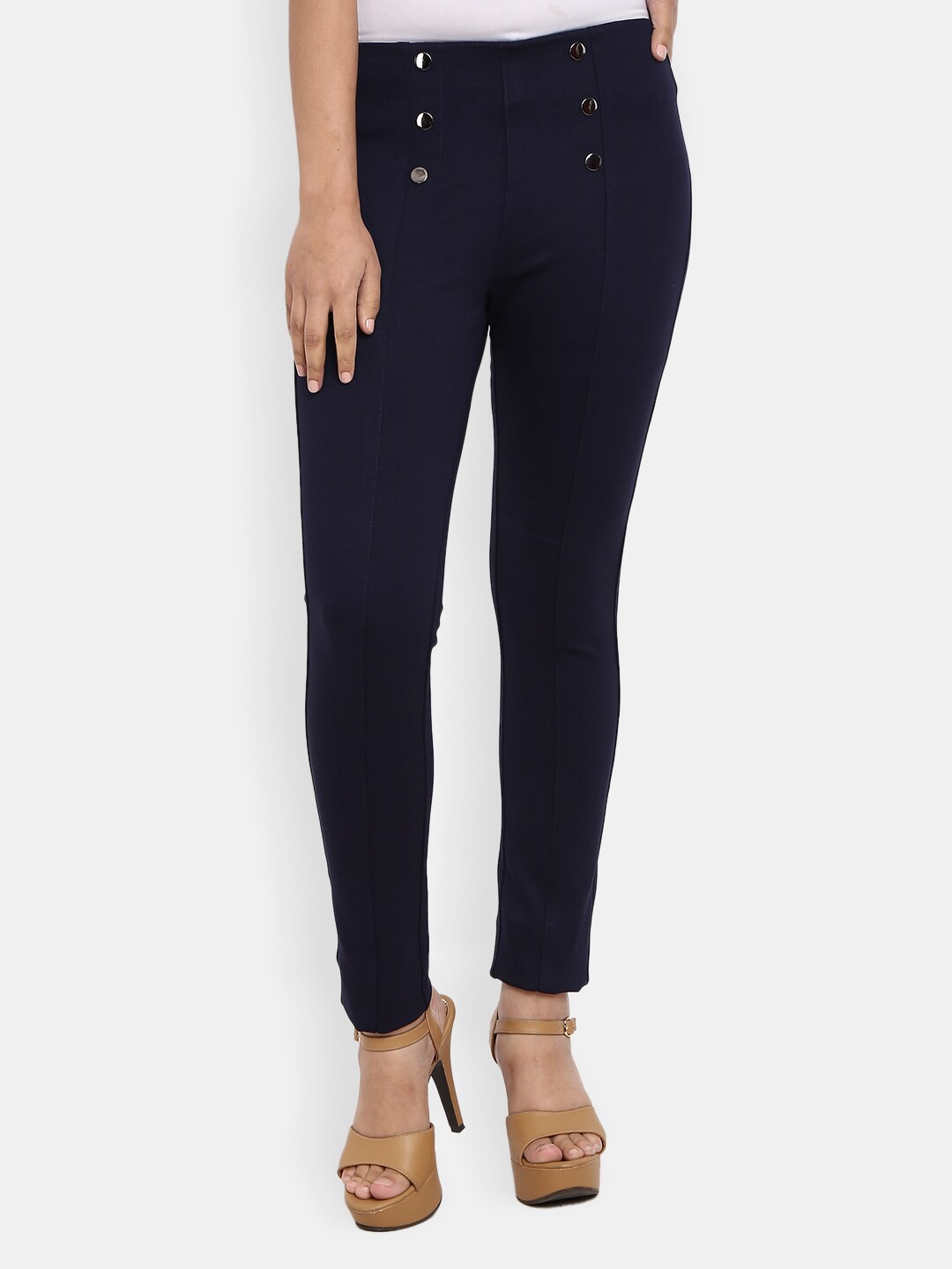 

V-Mart Women Navy Blue Solid Jeggings