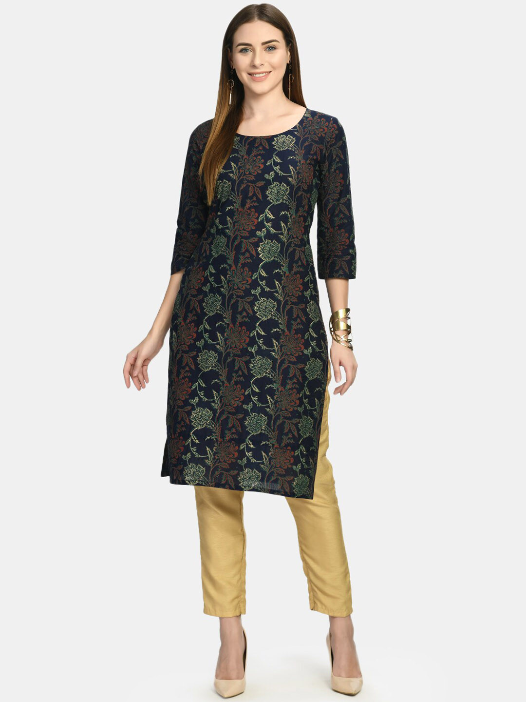 

RIYA Women Blue Ethnic Motifs Printed Kurta