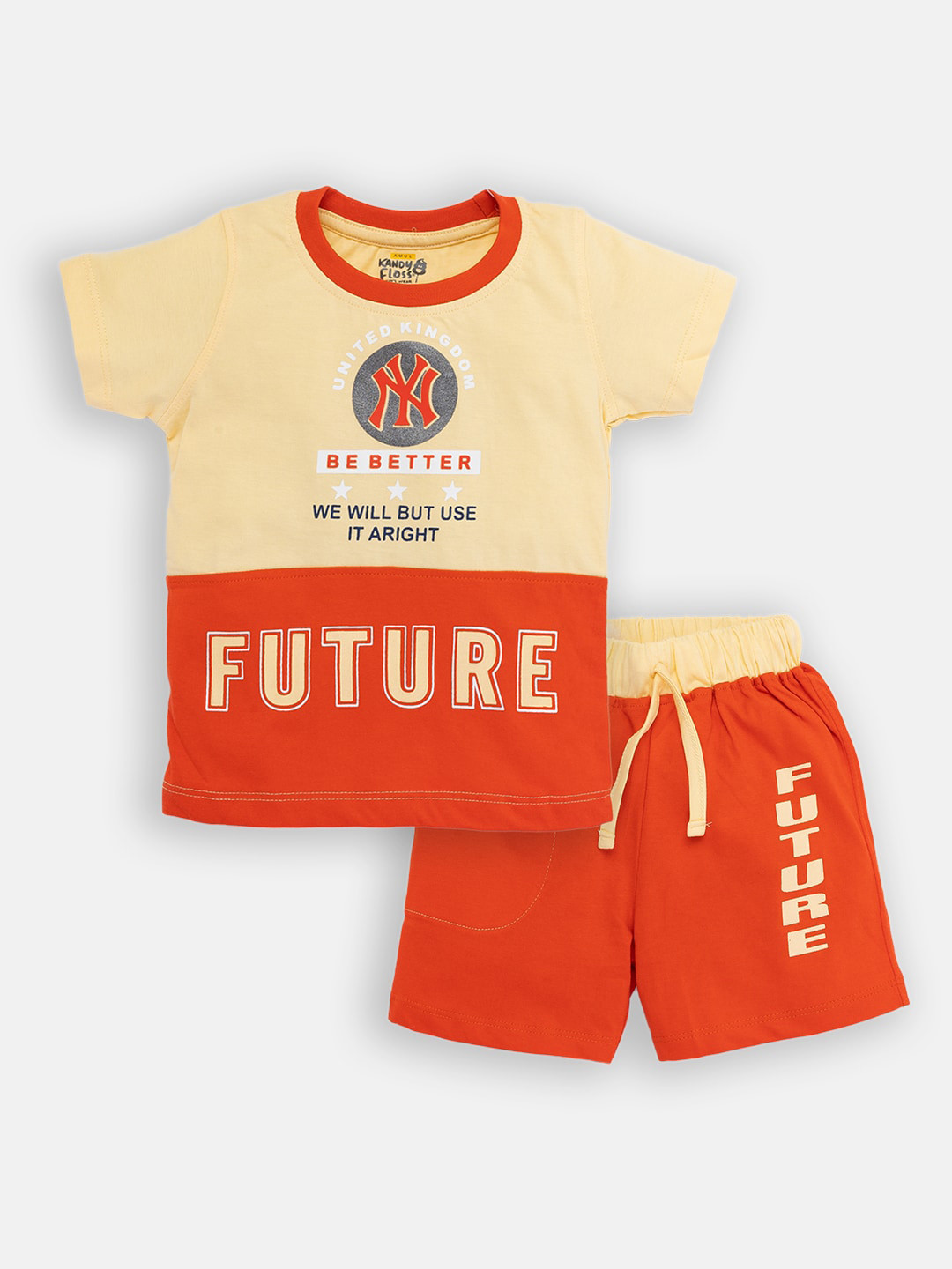 

AMUL Kandyfloss Boys Red & Cream Colourblocked Clothing Set