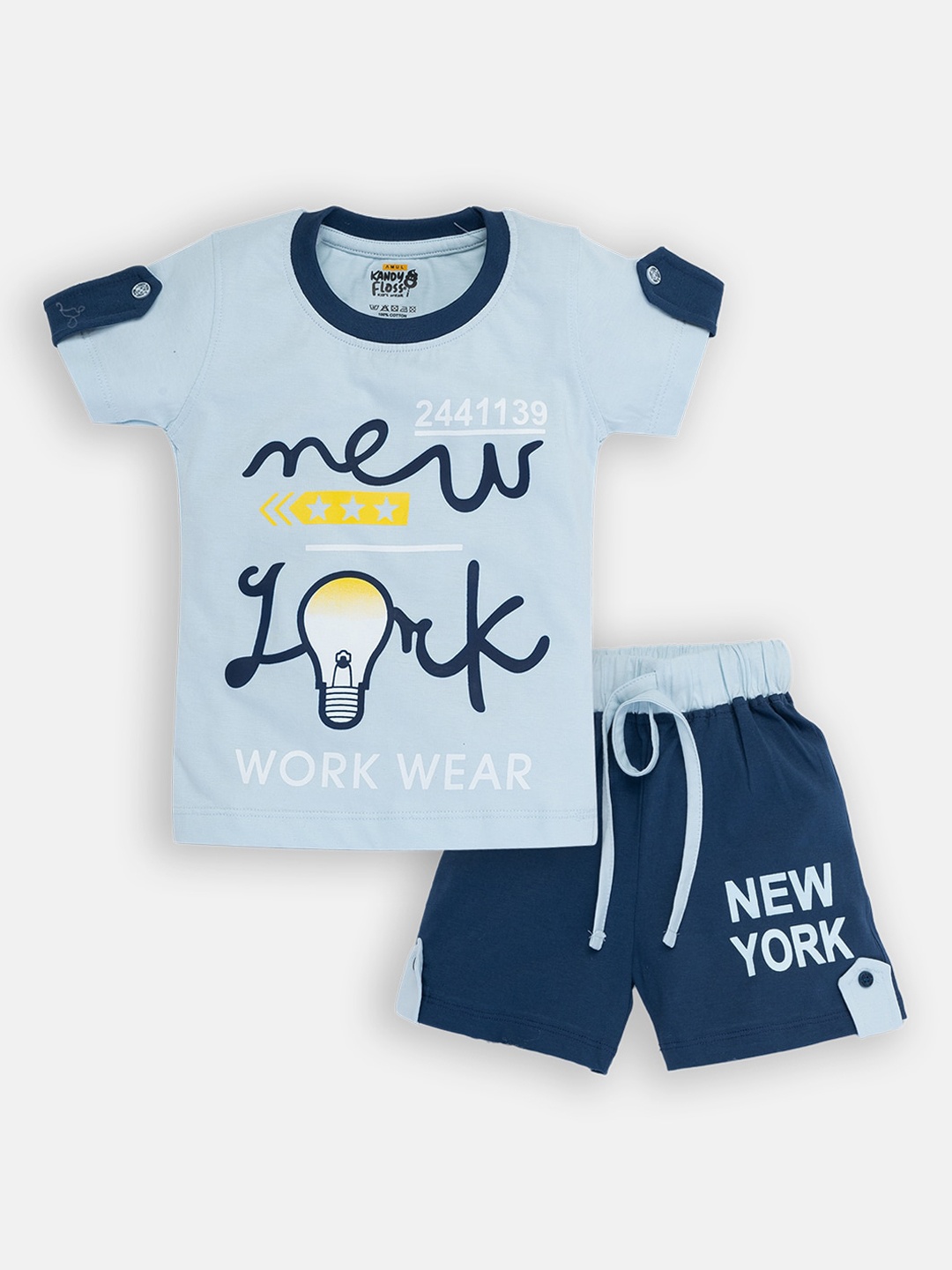 

AMUL Kandyfloss Boys Blue Cotton Clothing Set