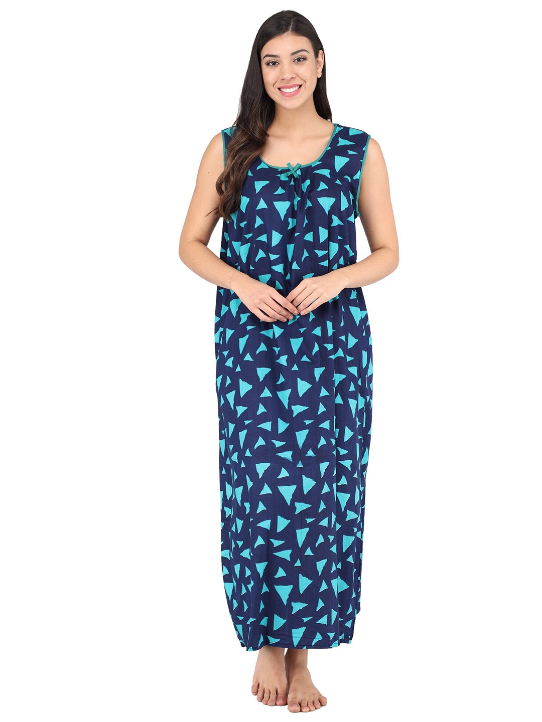

Shararat Blue Printed Maxi Nightdress