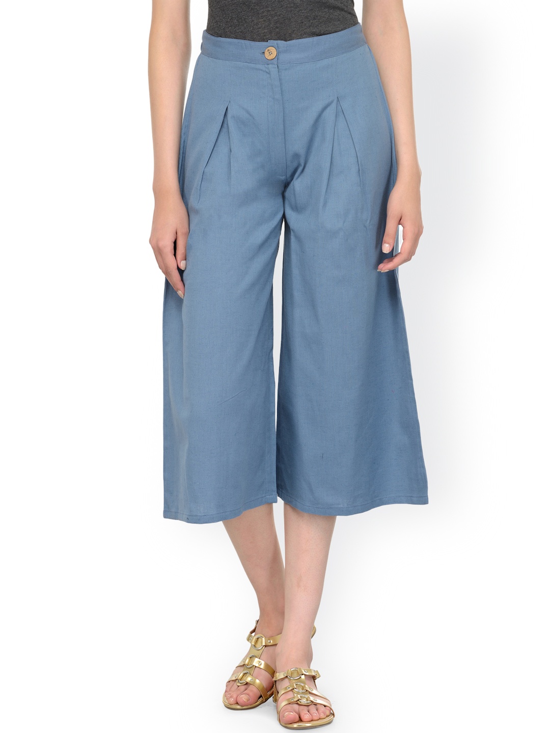 

Bitterlime Women Blue Relaxed Regular Fit Solid Regular Trousers