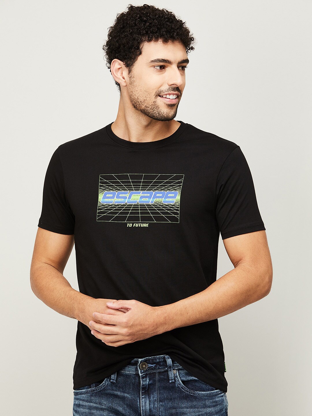 

Bossini Men Black Printed T-shirt