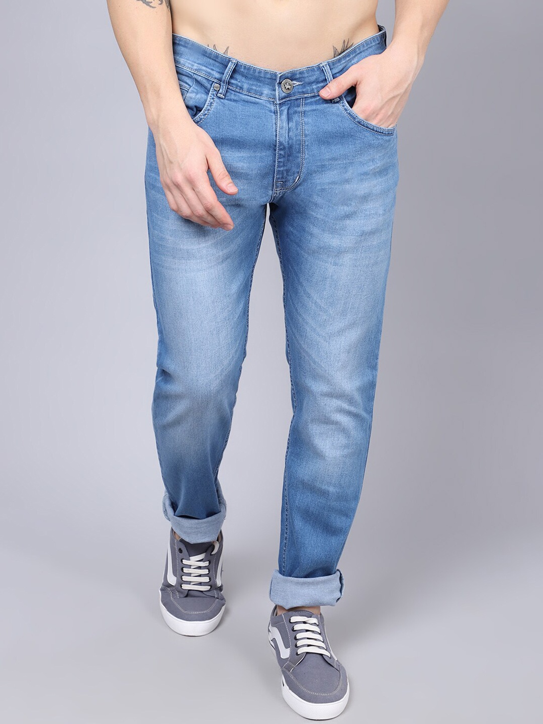 

Cantabil Men Regular Fit Blue Heavy Fade Jeans