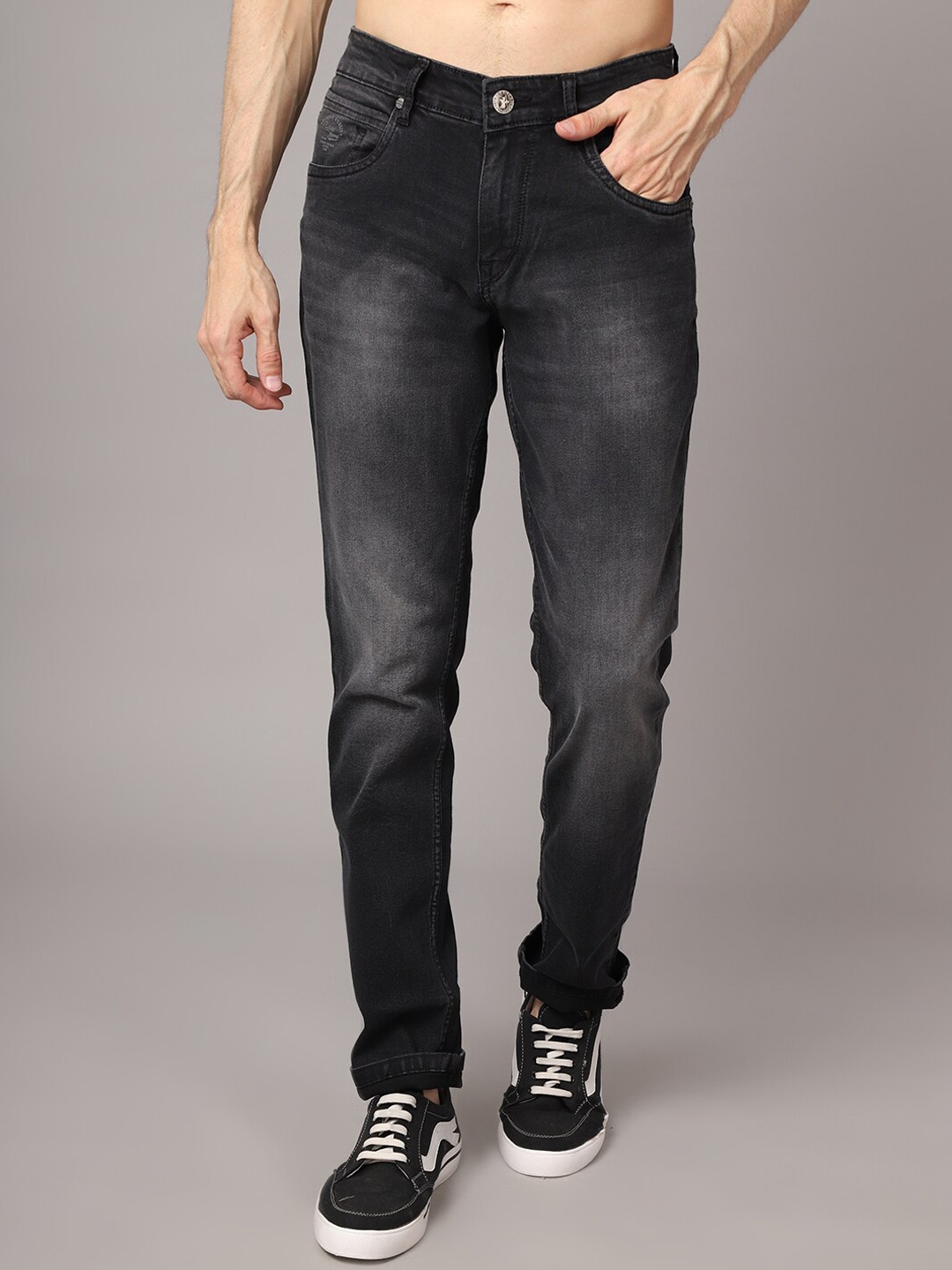 

Cantabil Men Black Heavy Fade Jeans