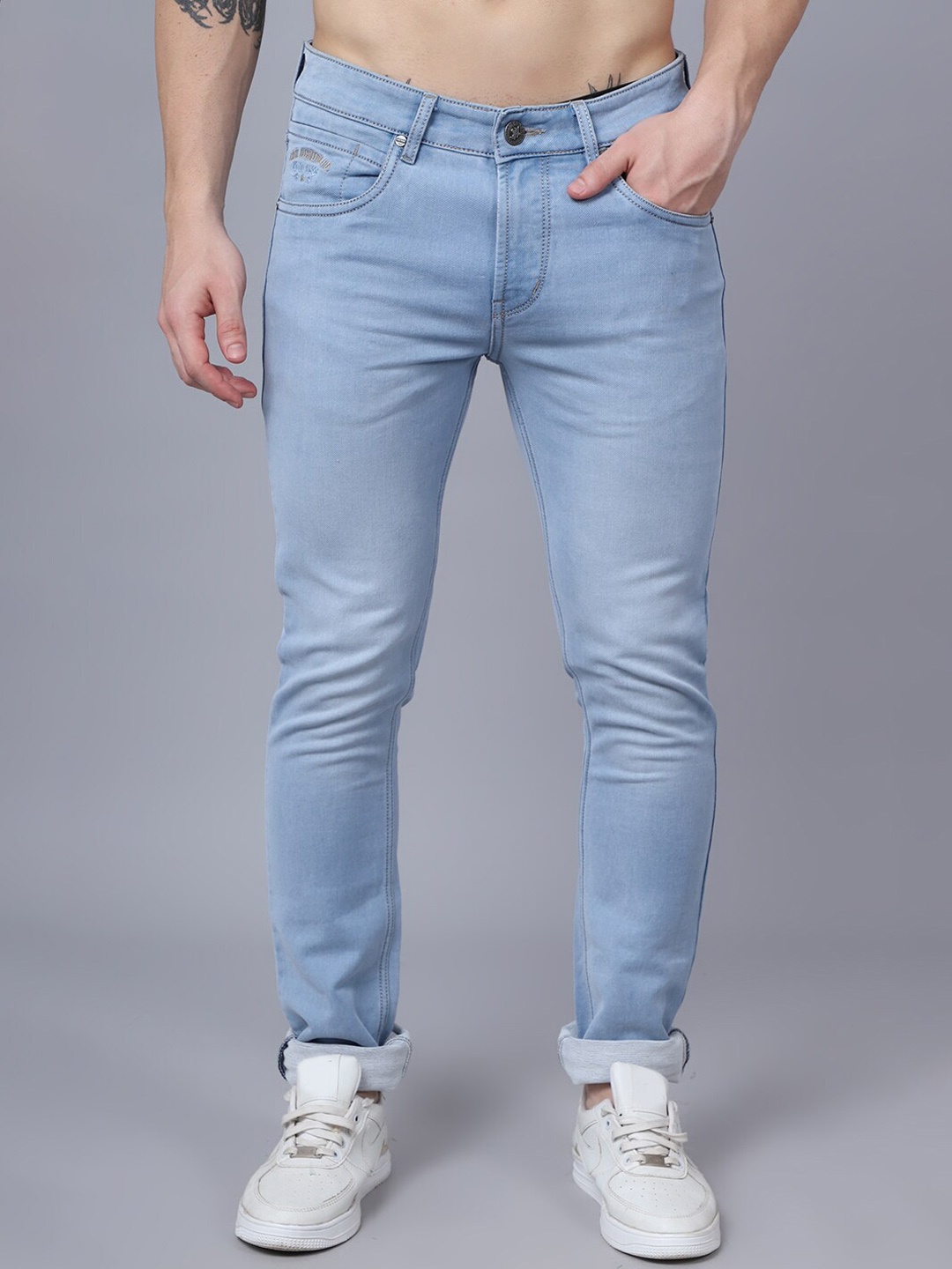 

Cantabil Men Blue Light Fade Jeans
