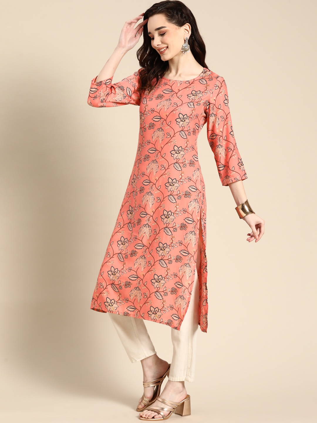 

Sangria Women Pink Ethnic Motifs Printed Kurta