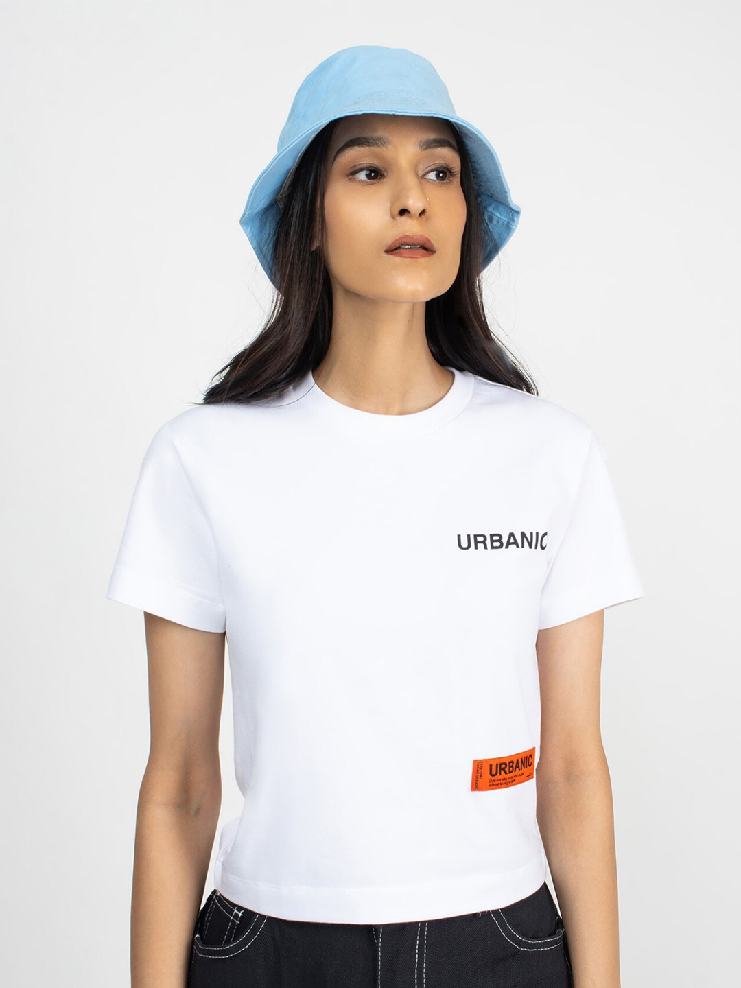

URBANIC Women White Slim Fit T-shirt