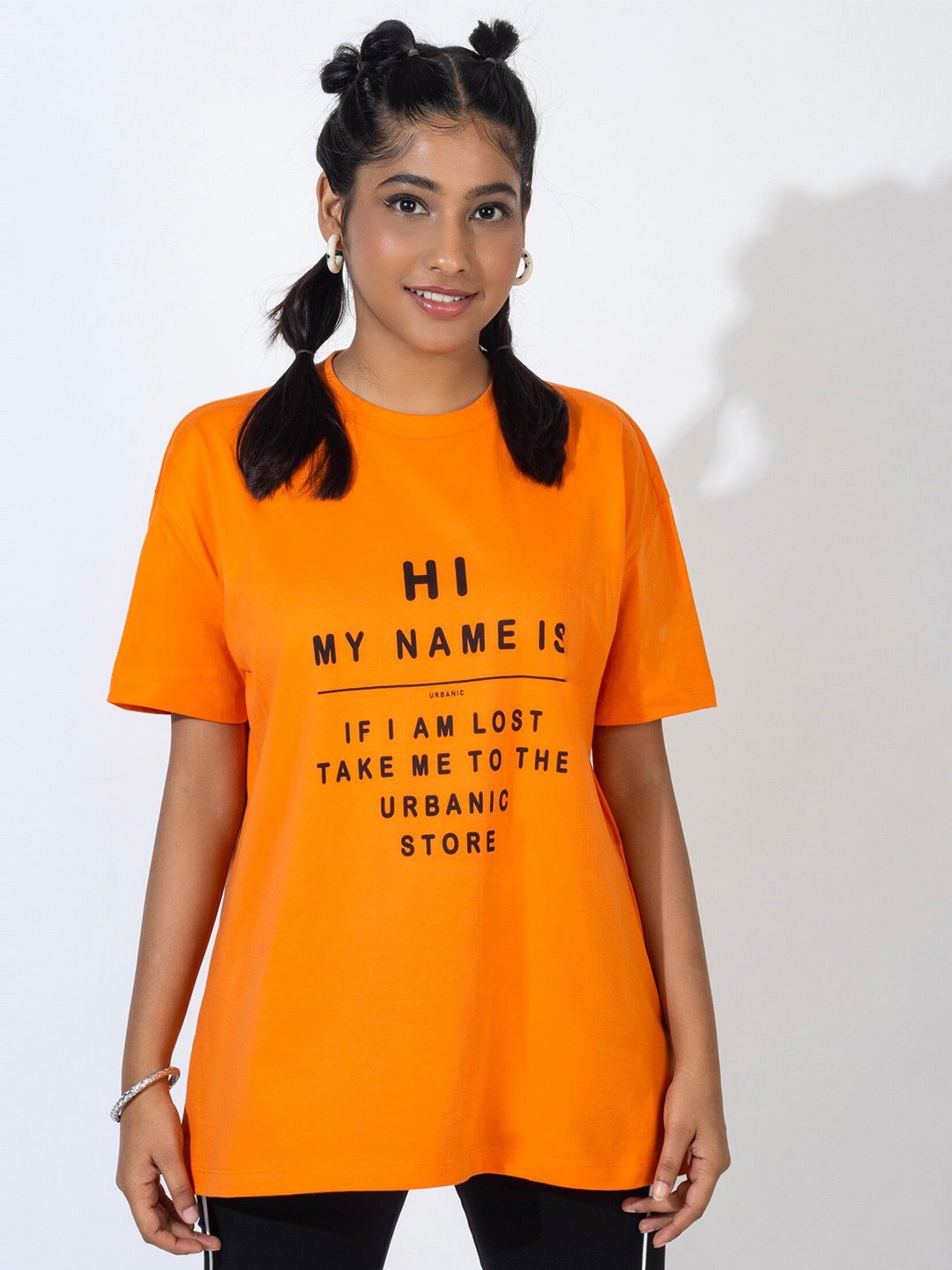 

URBANIC Women Orange Typography Printed T-shirt