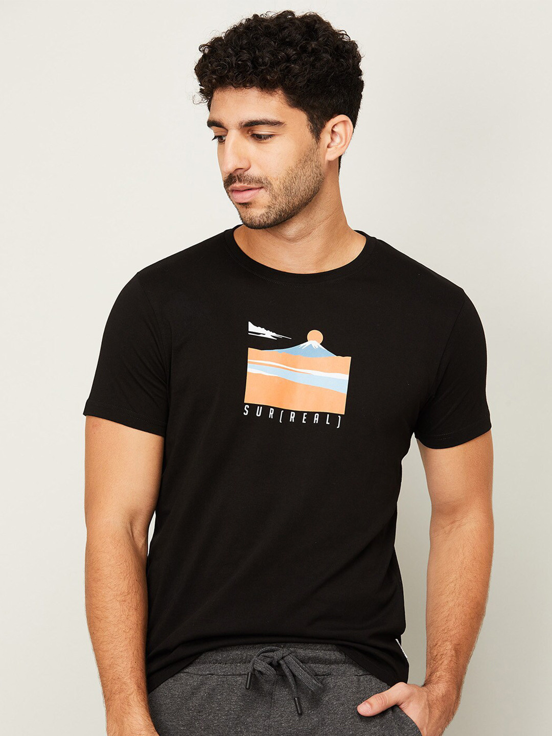 

Fame Forever by Lifestyle Men Black Typography Printed Applique T-shirt