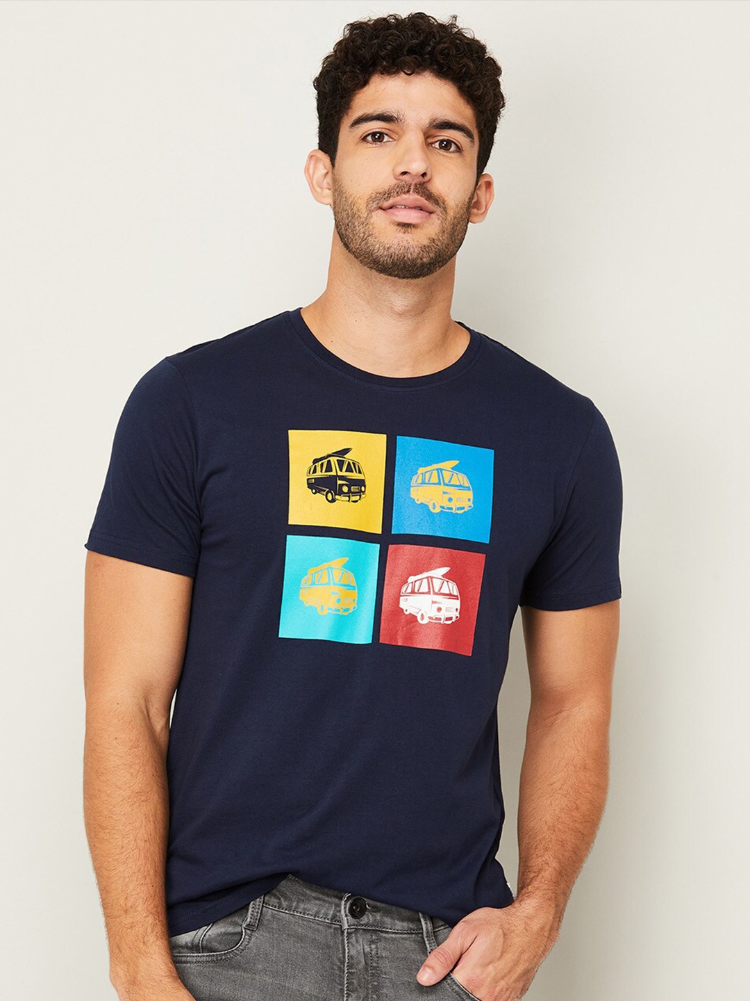 

Fame Forever by Lifestyle Men Navy Blue Printed T-shirt