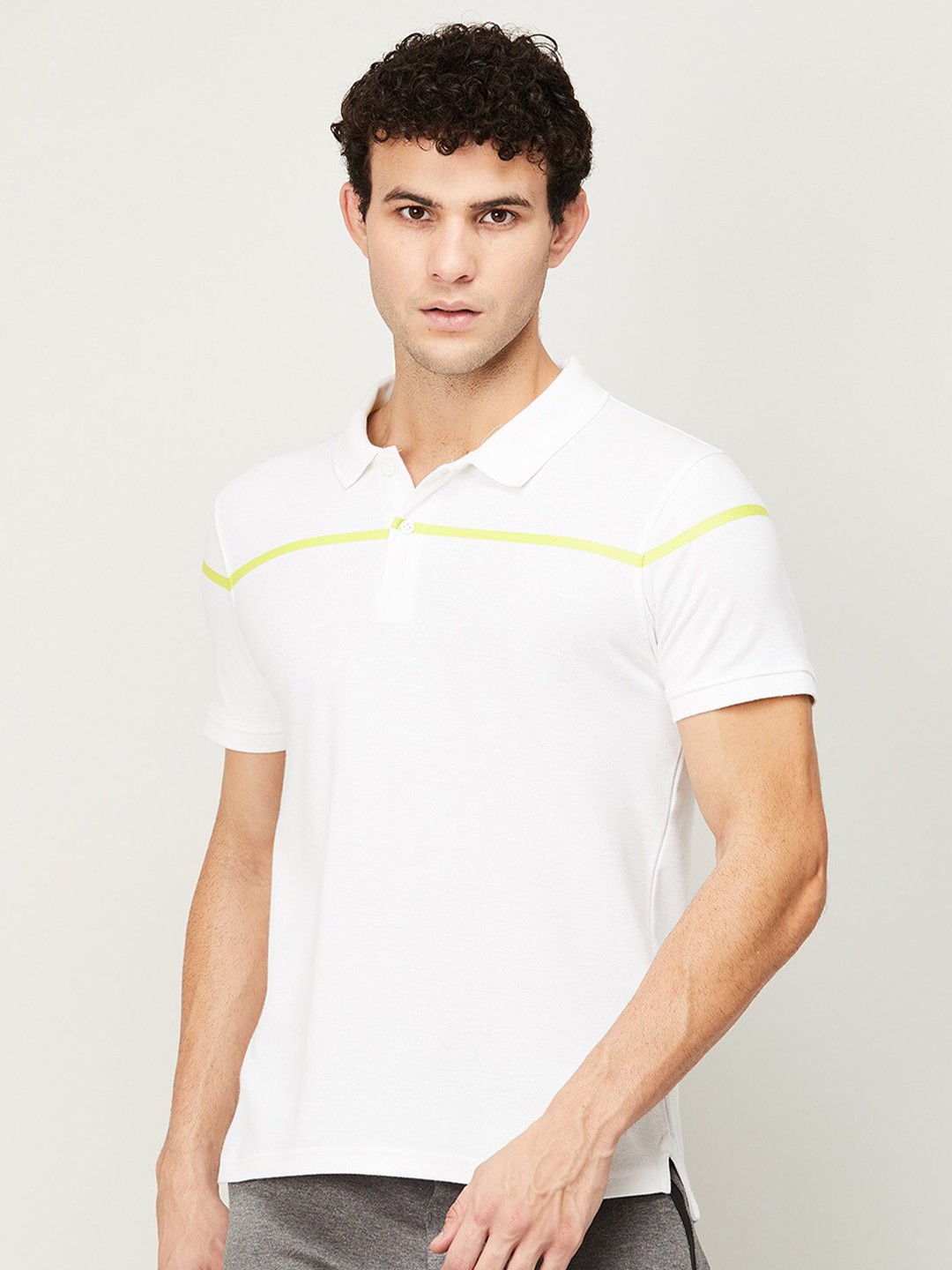 

Fame Forever by Lifestyle Men White Polo Collar T-shirt