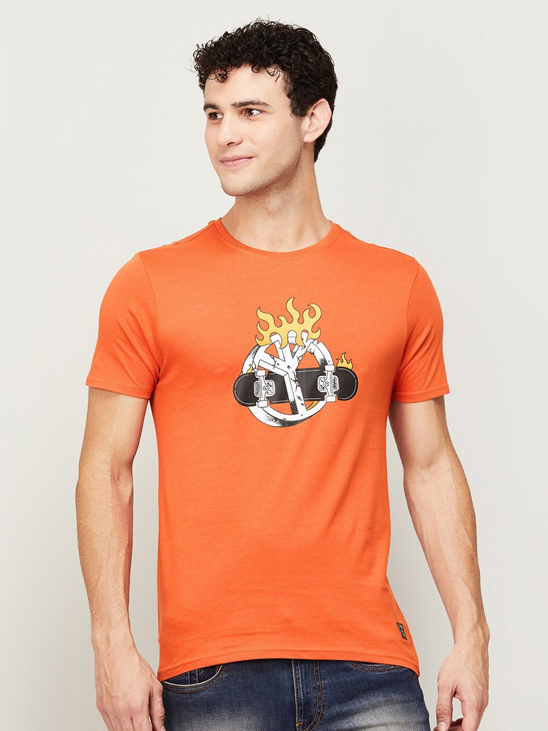 

Forca by Lifestyle Men Orange Printed T-shirt