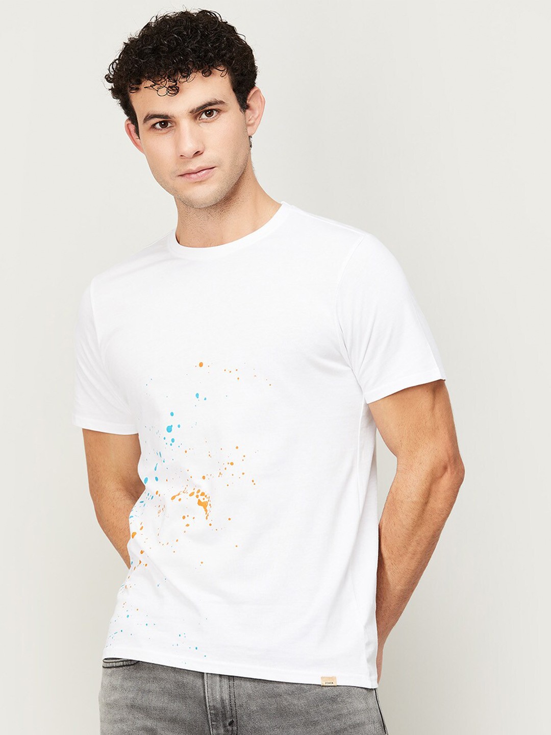 

Forca by Lifestyle Men White Printed Cotton T-shirt