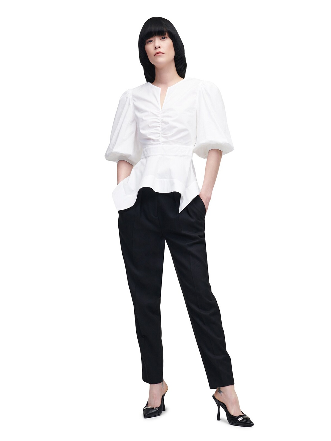 

Karl Lagerfeld Women Lagerfeld White Peplum Top
