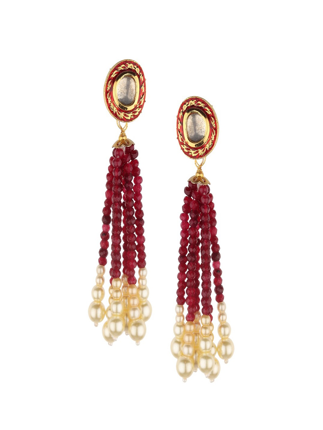 

Runjhun Women Maroon Contemporary Drop Earrings