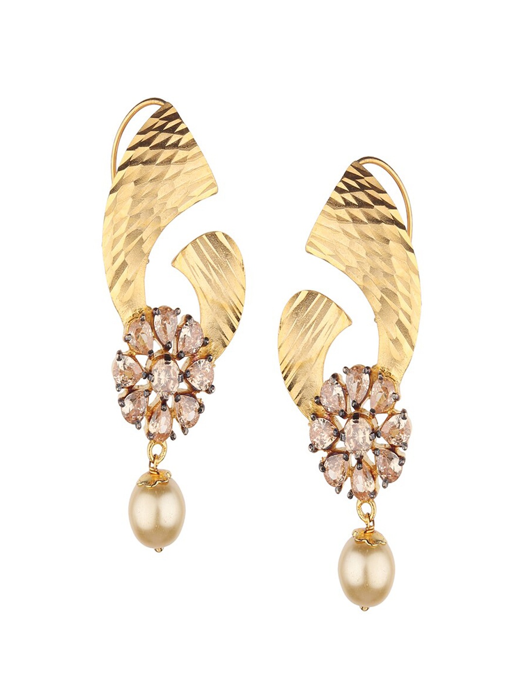 

Runjhun Gold-Toned Contemporary Drop Earrings