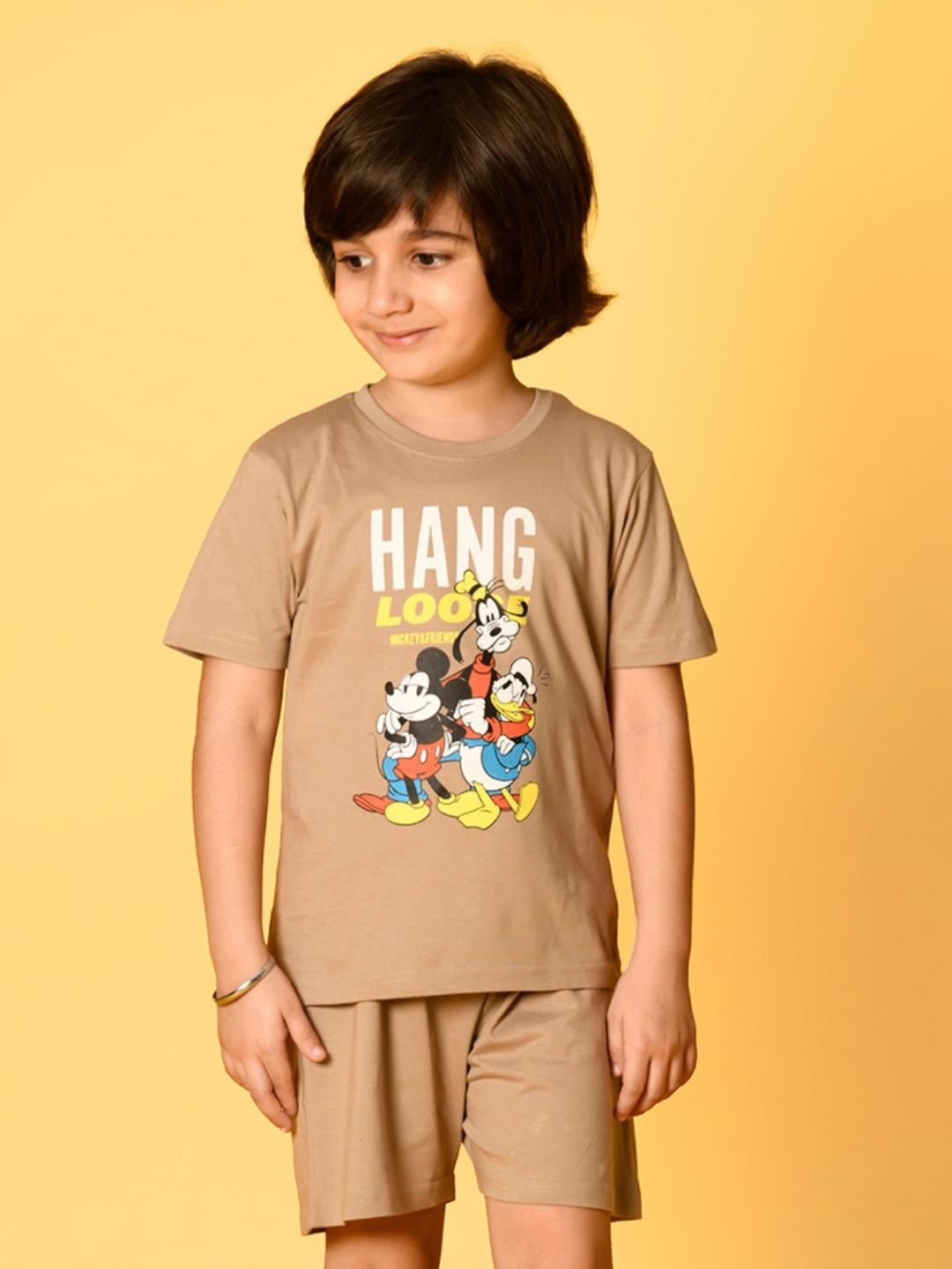 

Nap Chief Unisex Kids Cream-Coloured Mickey Mouse Squad Printed Clothing Set