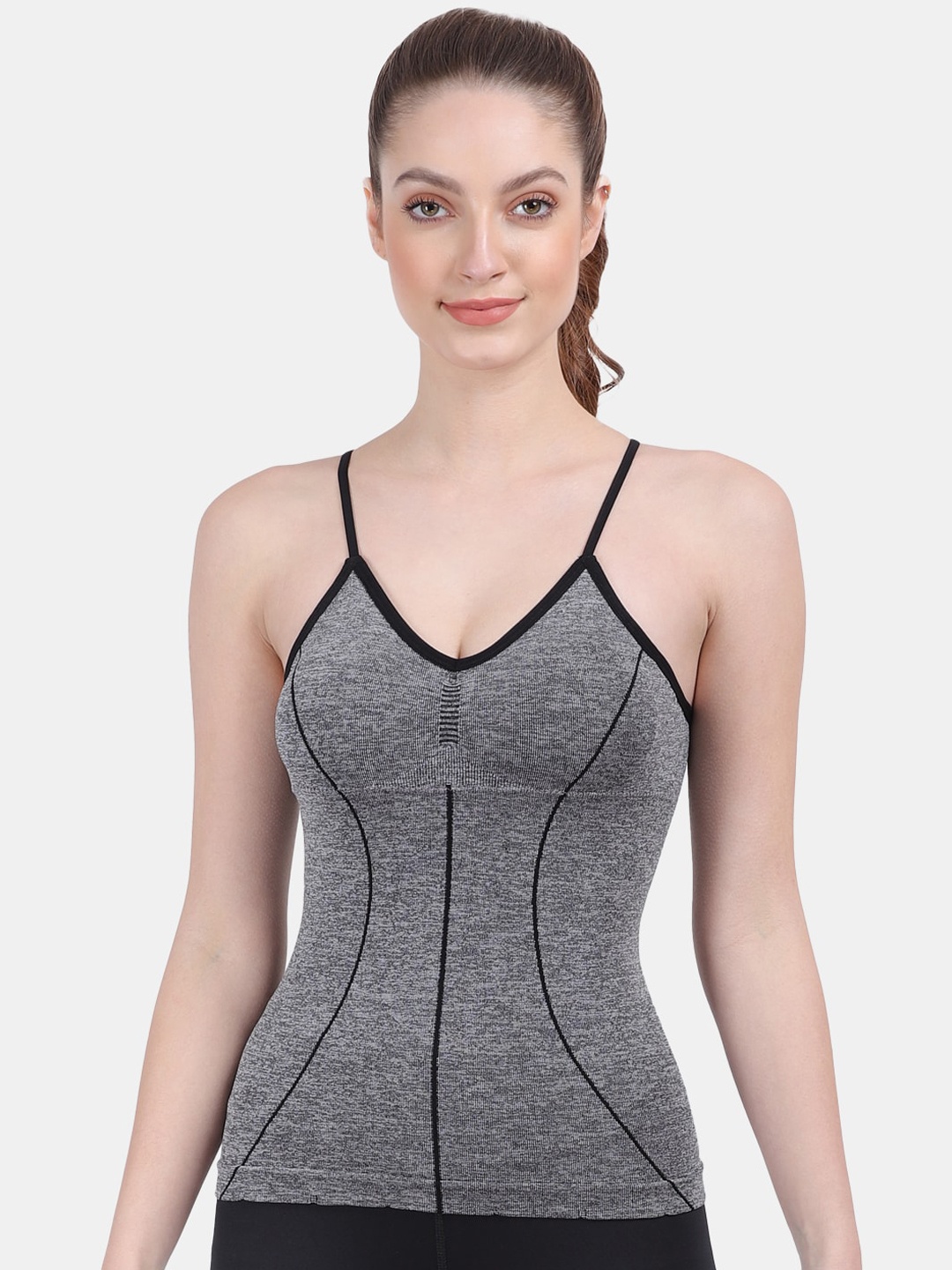 

Amour Secret Women Grey Striped Lightly-Padded Camisoles