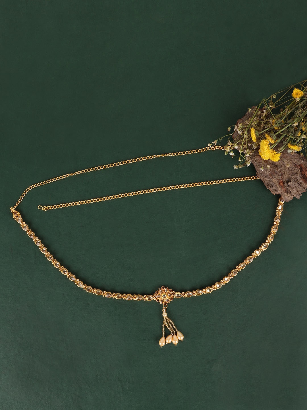 

JEWELS GEHNA Women Gold-Plated Kundan-Studded Kamarbandh