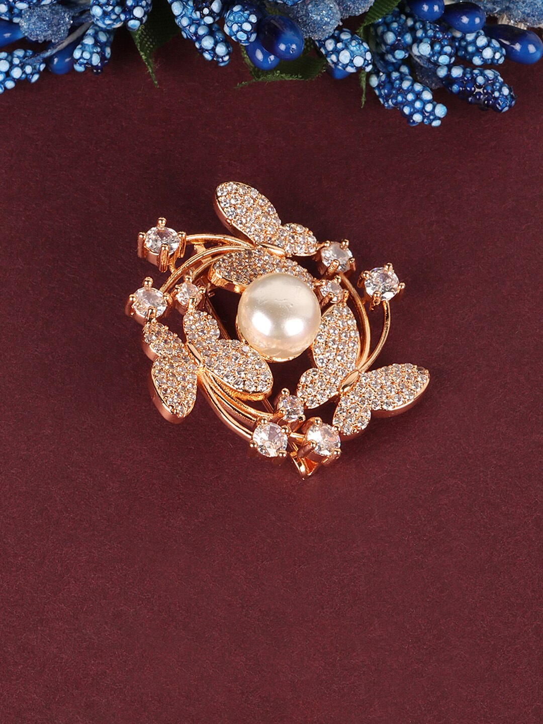 

JEWELS GEHNA Women and girls Gold-Tone CZ-Stone Studded Saree Pin and Brooch