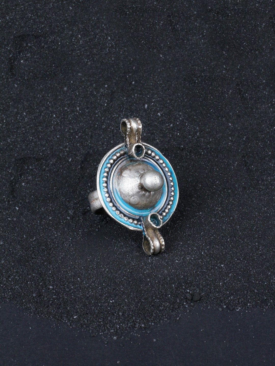 

SANGEETA BOOCHRA Silver Coloured Blue Afghan Finger Ring