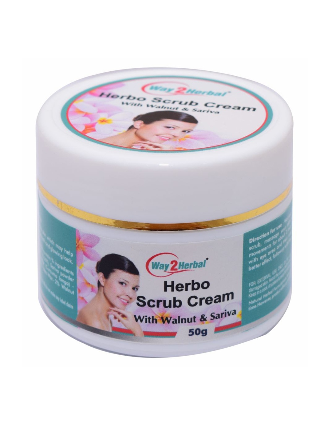 

Way2herbal Herbo Scrub Cream With Walnut & Sariva 50g, White
