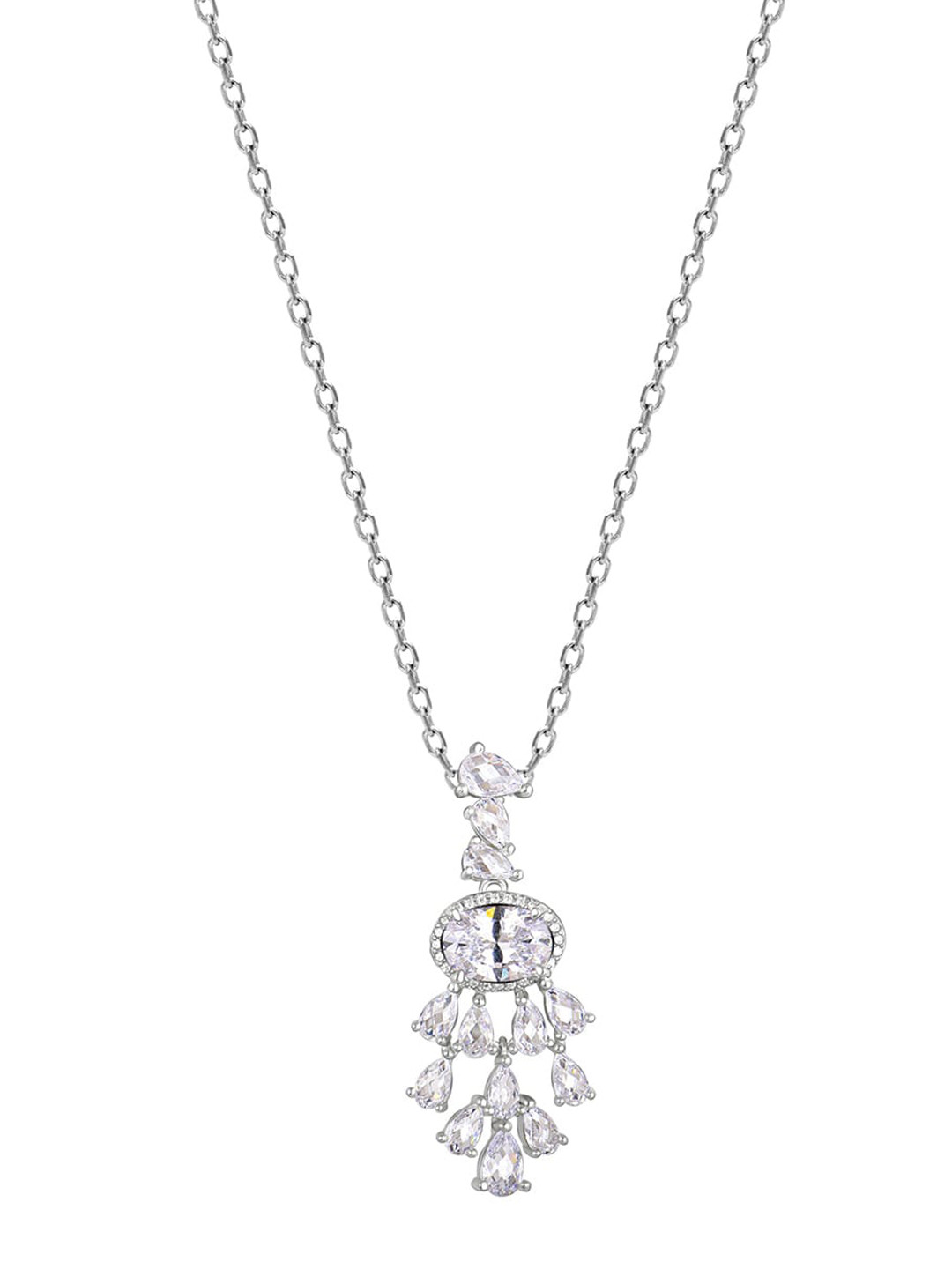

GIVA 92.5 Sterling Silver Rhodium-Plated White CZ-Studded Chandelier Pendant with Chain