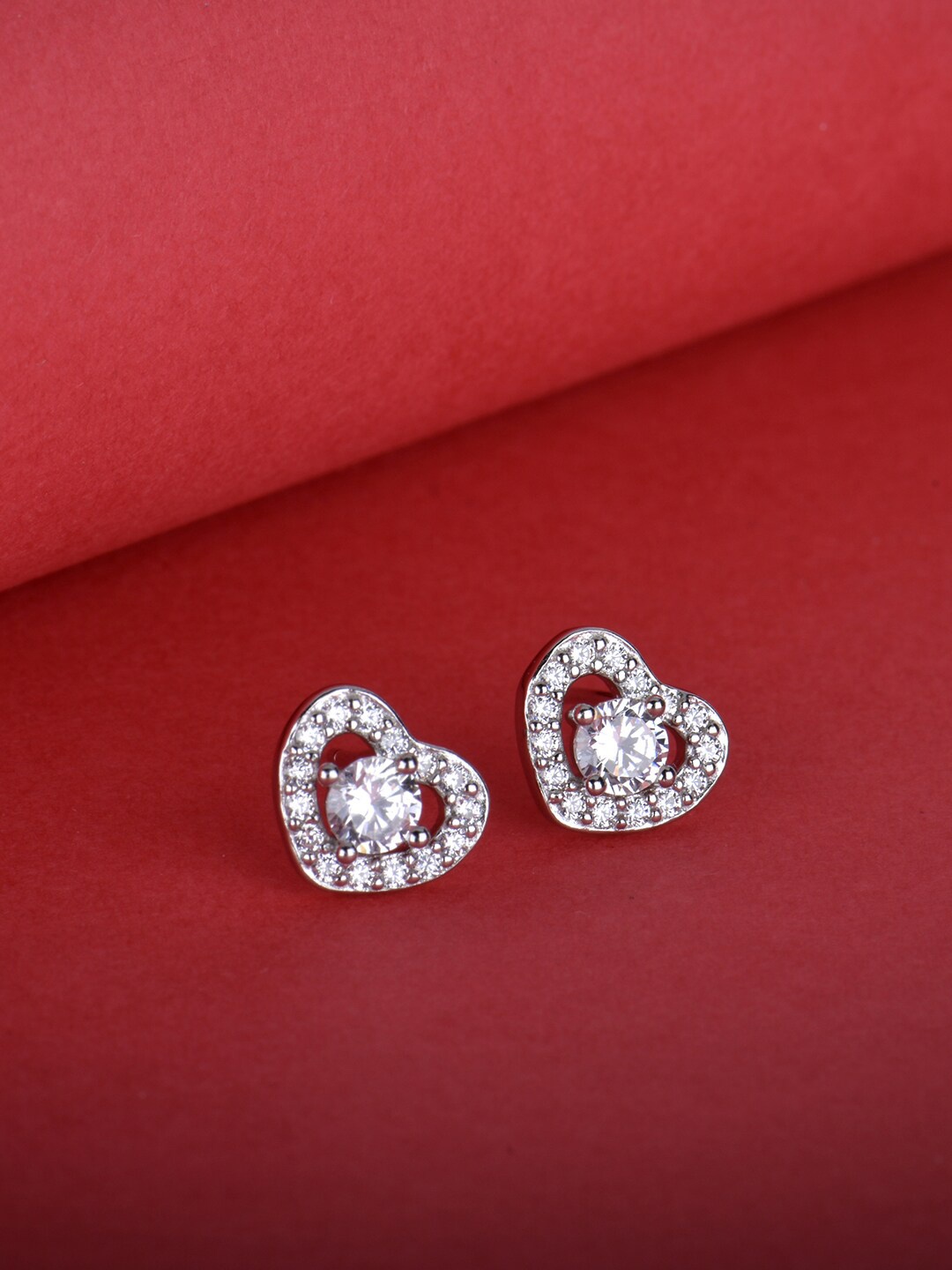 

GIVA Women Silver-Toned Contemporary Studs Heart Earrings