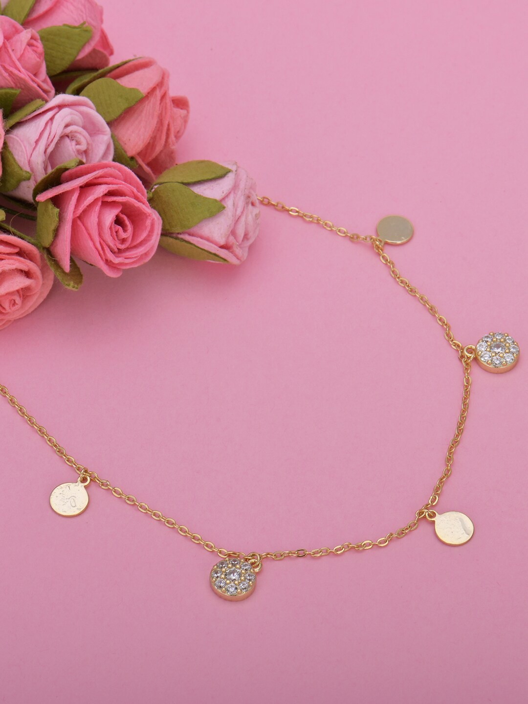 

GIVA Gold-Toned & White Sterling Silver Gold-Plated Necklace