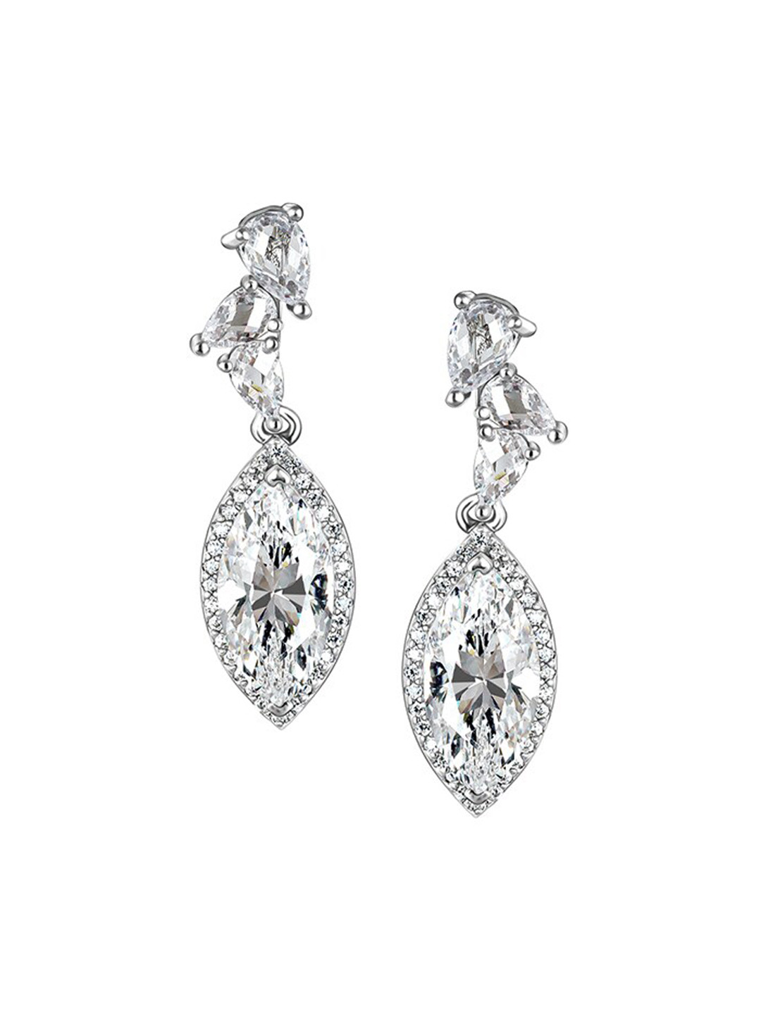 

GIVA Silver-Toned Rhodium-Plated 925 Sterling Silver Zircon Studded Drop Earrings