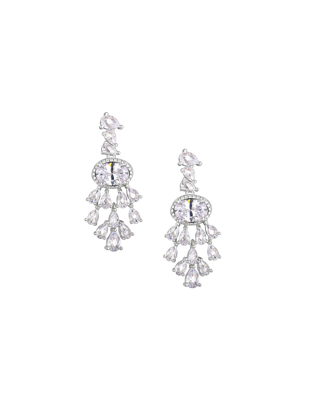 

GIVA Silver-Toned Contemporary Chandelier Drop Earrings