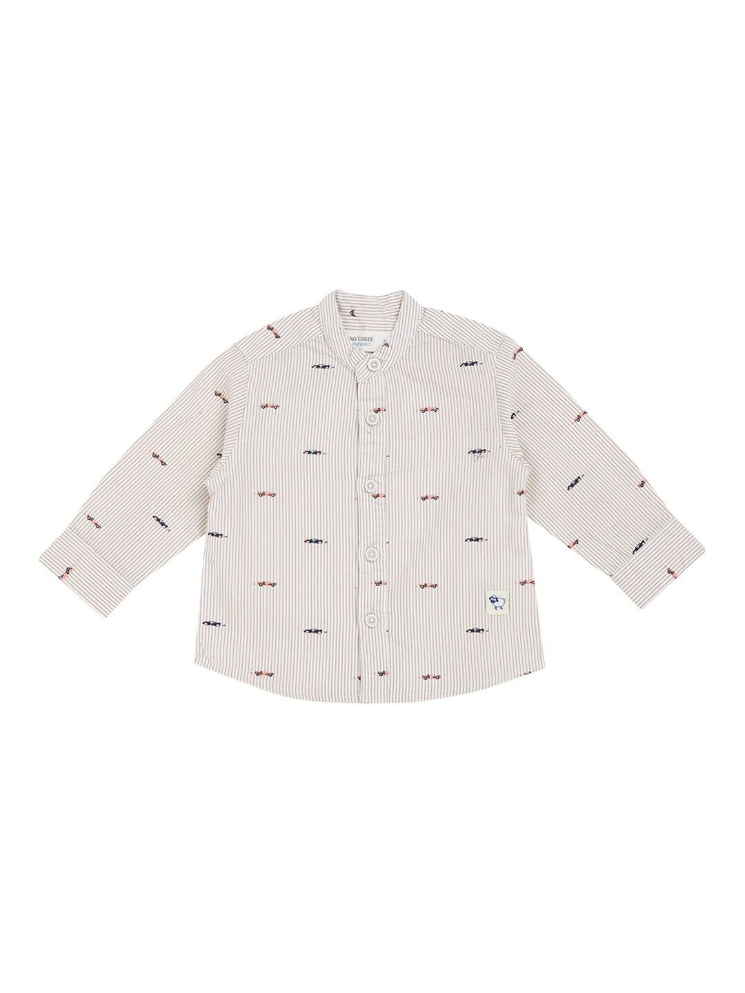 

ZERO THREE Boys Beige Comfort Printed Party Shirt