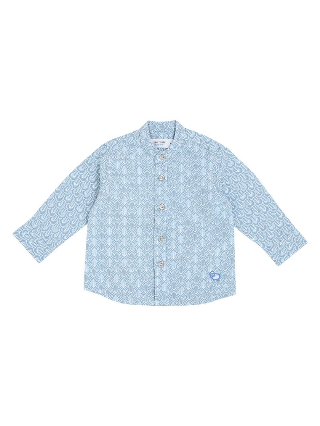 

ZERO THREE Boys Blue Comfort Printed Party Shirt