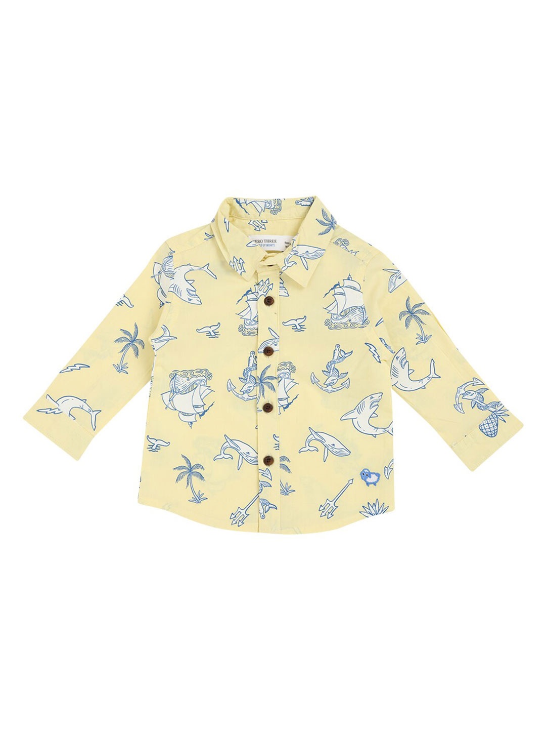 

ZERO THREE Boys Regular Fit Yellow Comfort Printed Casual Shirt