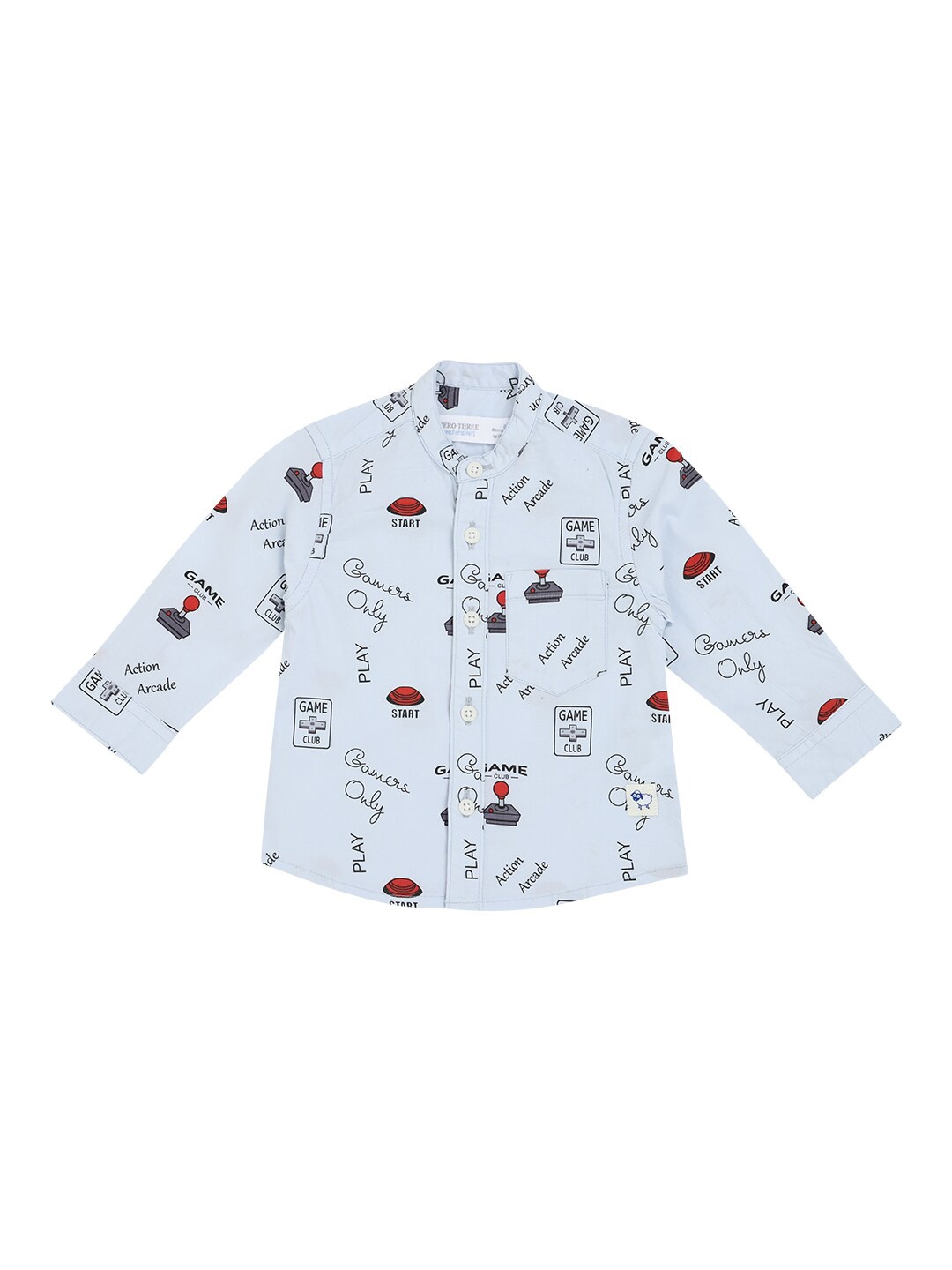 

ZERO THREE Boys Blue Comfort Printed Party Shirt
