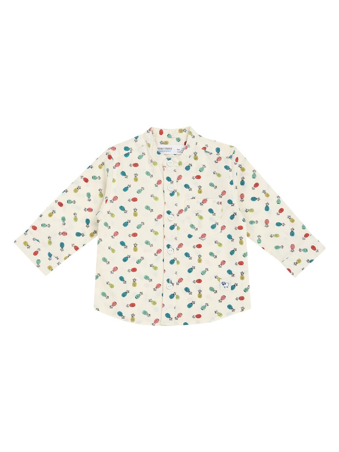 

ZERO THREE Boys Off White Comfort Printed Party Shirt